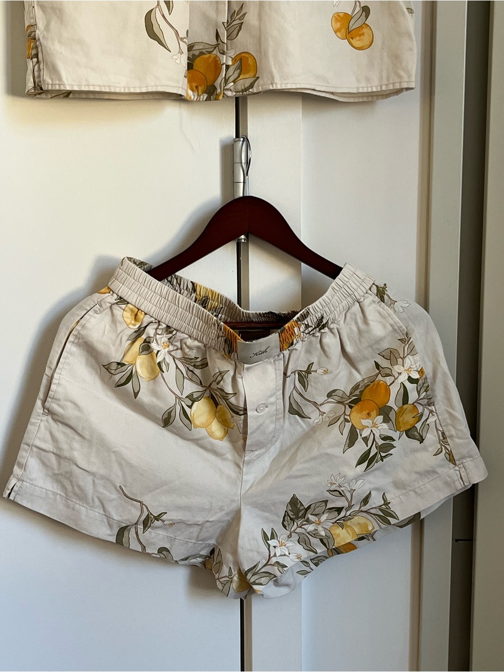 Kith Cream Shorts with Yellow Lemon Print